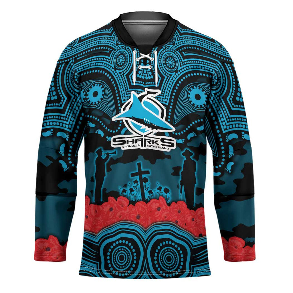 ANZAC Day Cronulla Sutherland Sharks Hockey Jersey Military Memorial Aboriginal Indigenous Art