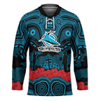 ANZAC Day Cronulla Sutherland Sharks Hockey Jersey Military Memorial Aboriginal Indigenous Art