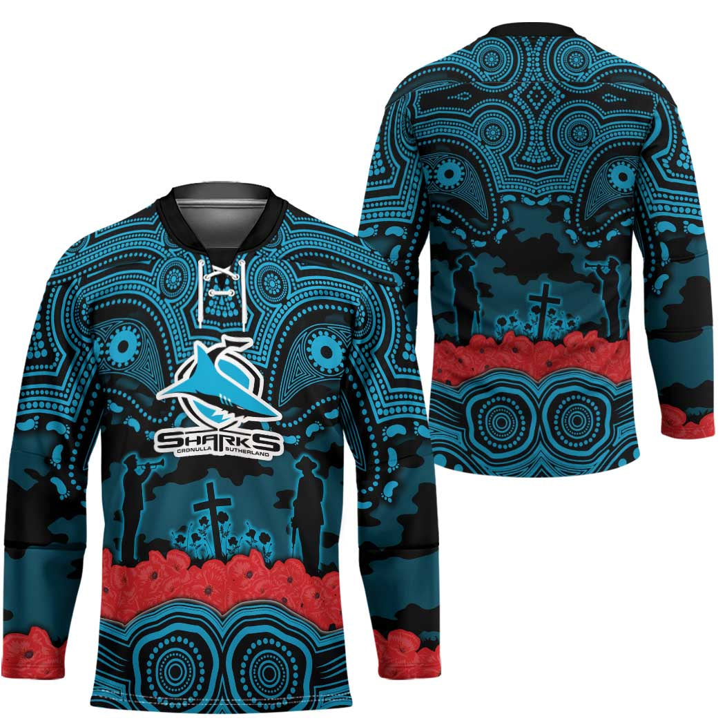 ANZAC Day Cronulla Sutherland Sharks Hockey Jersey Military Memorial Aboriginal Indigenous Art