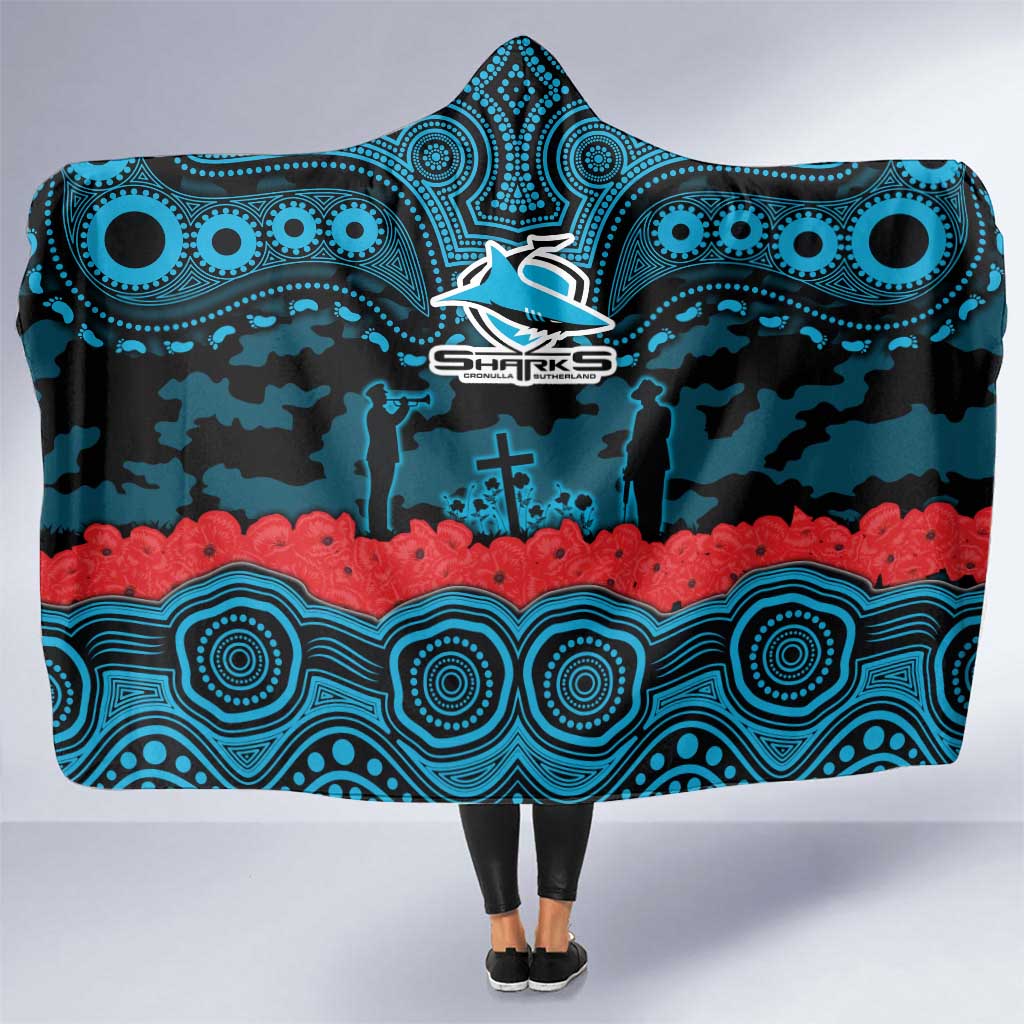 ANZAC Day Cronulla Sutherland Sharks Hooded Blanket Military Memorial Aboriginal Indigenous Art