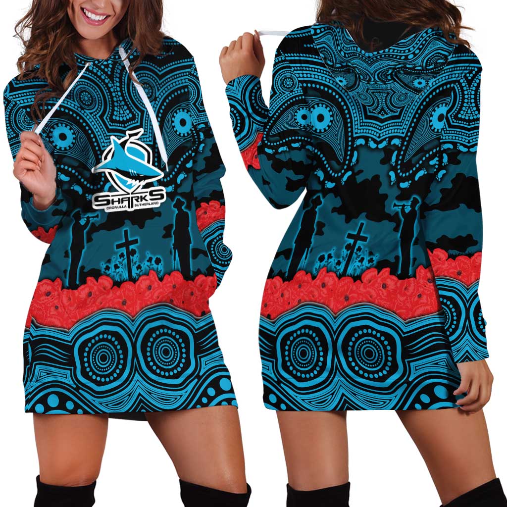 ANZAC Day Cronulla Sutherland Sharks Hoodie Dress Military Memorial Aboriginal Indigenous Art