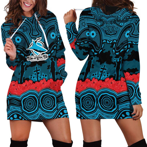 ANZAC Day Cronulla Sutherland Sharks Hoodie Dress Military Memorial Aboriginal Indigenous Art