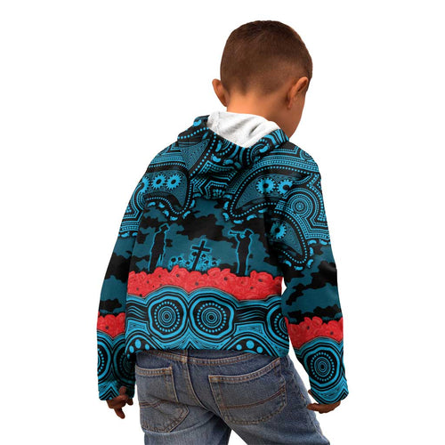 ANZAC Day Cronulla Sutherland Sharks Kid Hoodie Military Memorial Aboriginal Indigenous Art