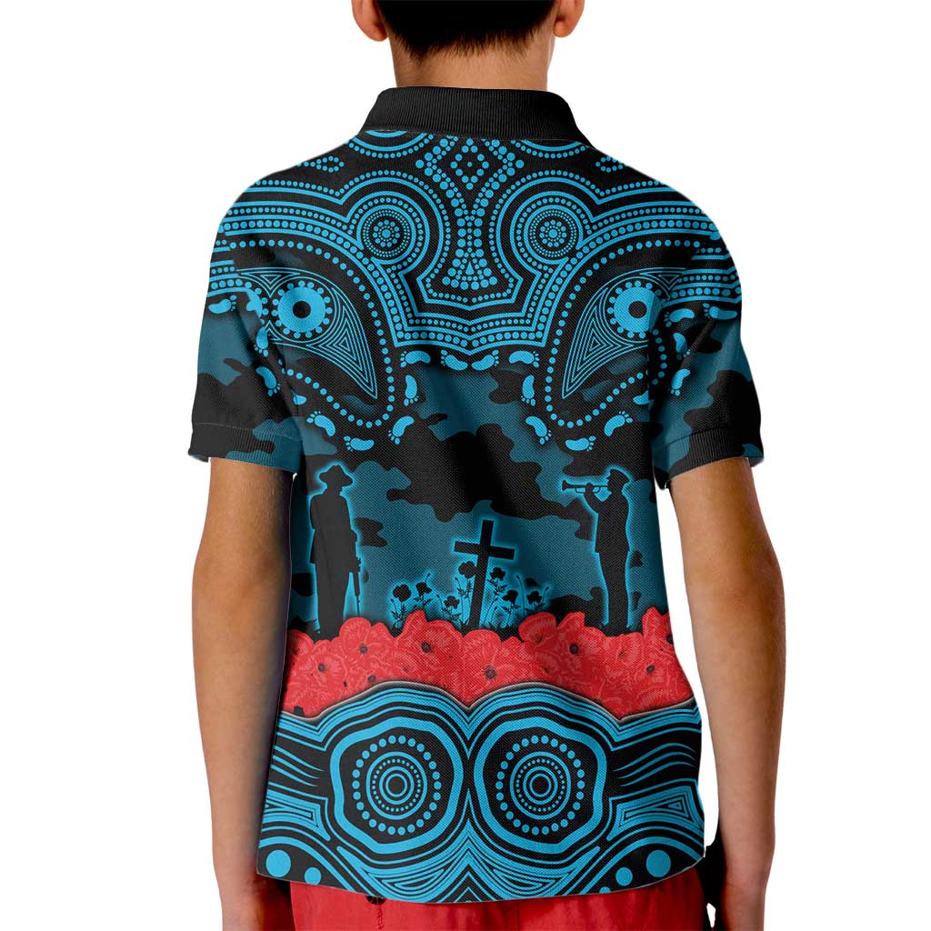 ANZAC Day Cronulla Sutherland Sharks Kid Polo Shirt Military Memorial Aboriginal Indigenous Art