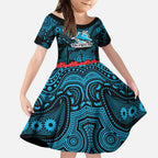 ANZAC Day Cronulla Sutherland Sharks Kid Short Sleeve Dress Military Memorial Aboriginal Indigenous Art