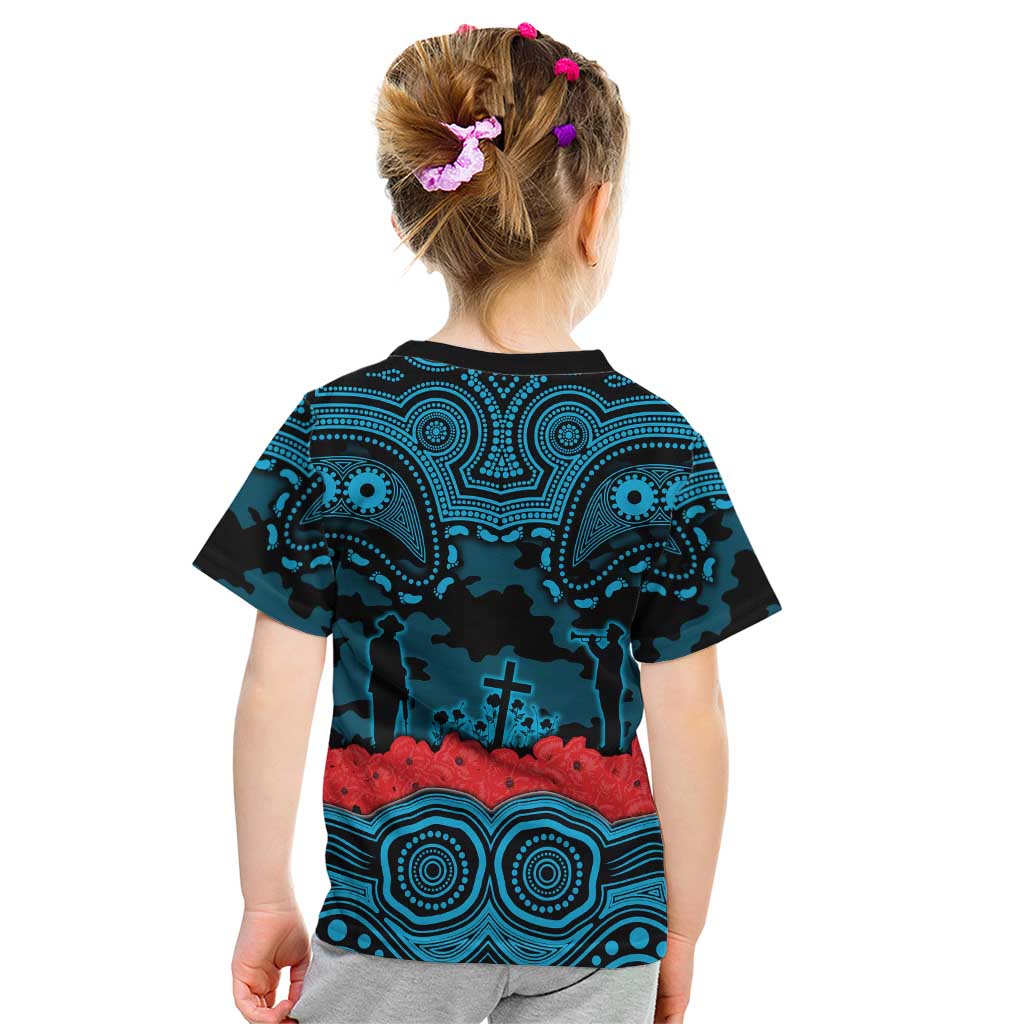 ANZAC Day Cronulla Sutherland Sharks Kid T Shirt Military Memorial Aboriginal Indigenous Art