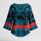 ANZAC Day Cronulla Sutherland Sharks Kimono Sleeve Blouse Military Memorial Aboriginal Indigenous Art