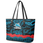 ANZAC Day Cronulla Sutherland Sharks Leather Tote Bag Military Memorial Aboriginal Indigenous Art