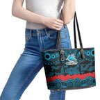 ANZAC Day Cronulla Sutherland Sharks Leather Tote Bag Military Memorial Aboriginal Indigenous Art