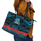 ANZAC Day Cronulla Sutherland Sharks Leather Tote Bag Military Memorial Aboriginal Indigenous Art