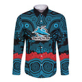 ANZAC Day Cronulla Sutherland Sharks Long Sleeve Button Shirt Military Memorial Aboriginal Indigenous Art