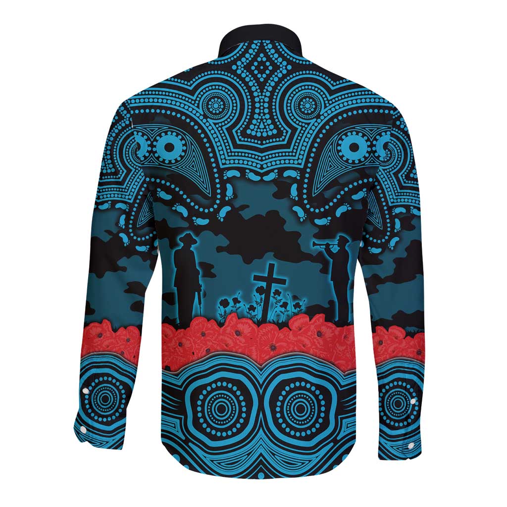 ANZAC Day Cronulla Sutherland Sharks Long Sleeve Button Shirt Military Memorial Aboriginal Indigenous Art