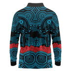 ANZAC Day Cronulla Sutherland Sharks Long Sleeve Polo Shirt Military Memorial Aboriginal Indigenous Art