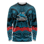 ANZAC Day Cronulla Sutherland Sharks Long Sleeve Shirt Military Memorial Aboriginal Indigenous Art