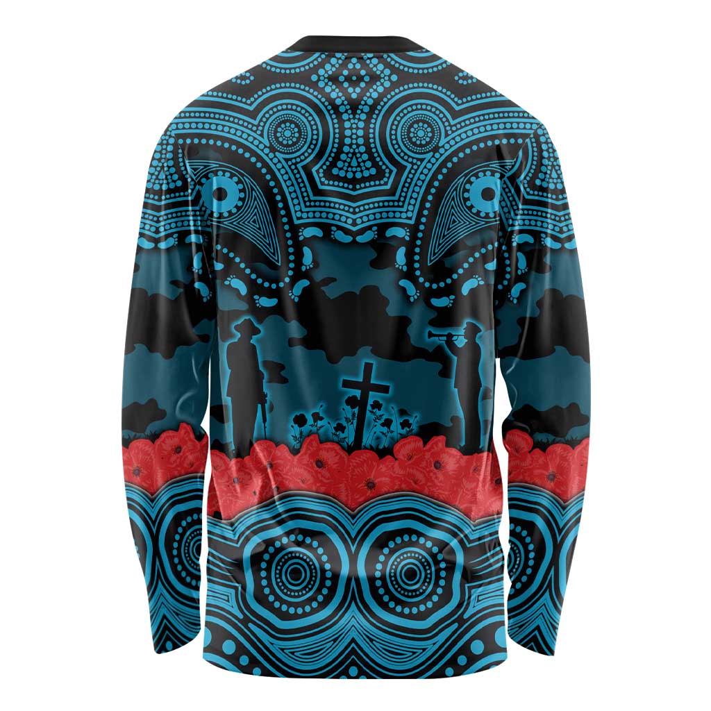 ANZAC Day Cronulla Sutherland Sharks Long Sleeve Shirt Military Memorial Aboriginal Indigenous Art