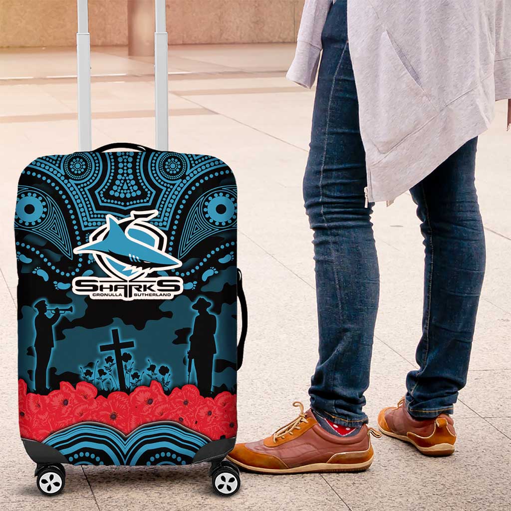ANZAC Day Cronulla Sutherland Sharks Luggage Cover Military Memorial Aboriginal Indigenous Art