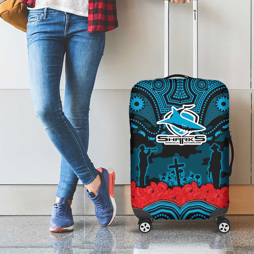 ANZAC Day Cronulla Sutherland Sharks Luggage Cover Military Memorial Aboriginal Indigenous Art