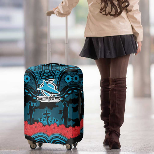 ANZAC Day Cronulla Sutherland Sharks Luggage Cover Military Memorial Aboriginal Indigenous Art