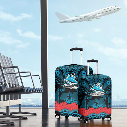 ANZAC Day Cronulla Sutherland Sharks Luggage Cover Military Memorial Aboriginal Indigenous Art