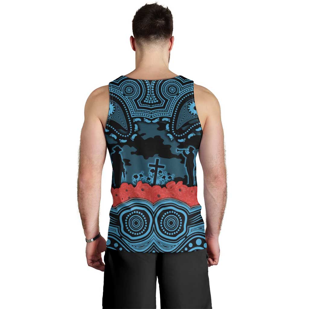ANZAC Day Cronulla Sutherland Sharks Men Tank Top Military Memorial Aboriginal Indigenous Art
