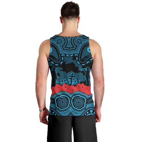 ANZAC Day Cronulla Sutherland Sharks Men Tank Top Military Memorial Aboriginal Indigenous Art
