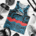 ANZAC Day Cronulla Sutherland Sharks Men Tank Top Military Memorial Aboriginal Indigenous Art