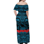 ANZAC Day Cronulla Sutherland Sharks Off Shoulder Maxi Dress Military Memorial Aboriginal Indigenous Art