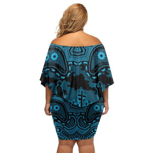 ANZAC Day Cronulla Sutherland Sharks Off Shoulder Short Dress Military Memorial Aboriginal Indigenous Art