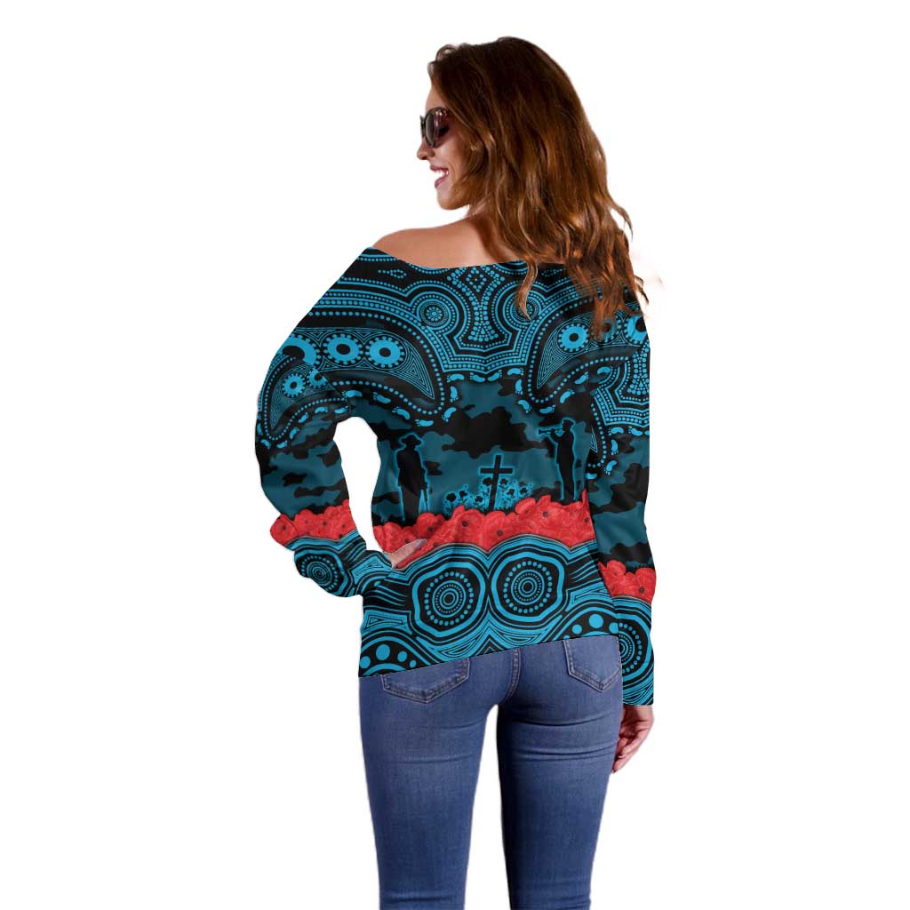 ANZAC Day Cronulla Sutherland Sharks Off Shoulder Sweater Military Memorial Aboriginal Indigenous Art