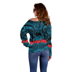 ANZAC Day Cronulla Sutherland Sharks Off Shoulder Sweater Military Memorial Aboriginal Indigenous Art