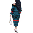 ANZAC Day Cronulla Sutherland Sharks Off The Shoulder Long Sleeve Dress Military Memorial Aboriginal Indigenous Art