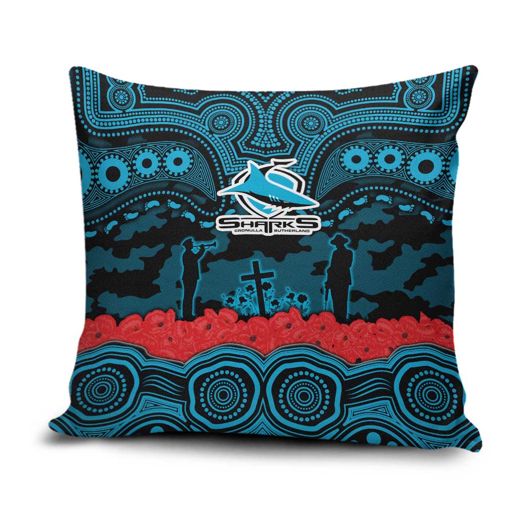ANZAC Day Cronulla Sutherland Sharks Pillow Cover Military Memorial Aboriginal Indigenous Art