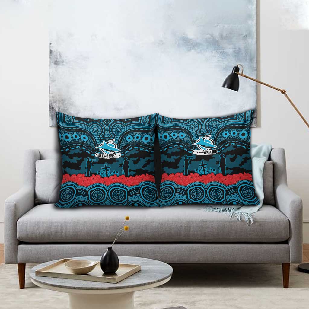 ANZAC Day Cronulla Sutherland Sharks Pillow Cover Military Memorial Aboriginal Indigenous Art