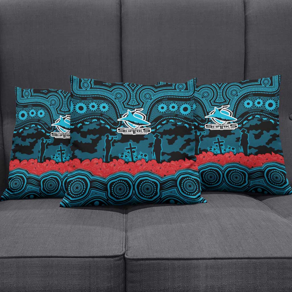 ANZAC Day Cronulla Sutherland Sharks Pillow Cover Military Memorial Aboriginal Indigenous Art