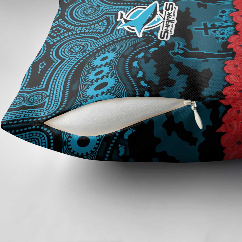 ANZAC Day Cronulla Sutherland Sharks Pillow Cover Military Memorial Aboriginal Indigenous Art