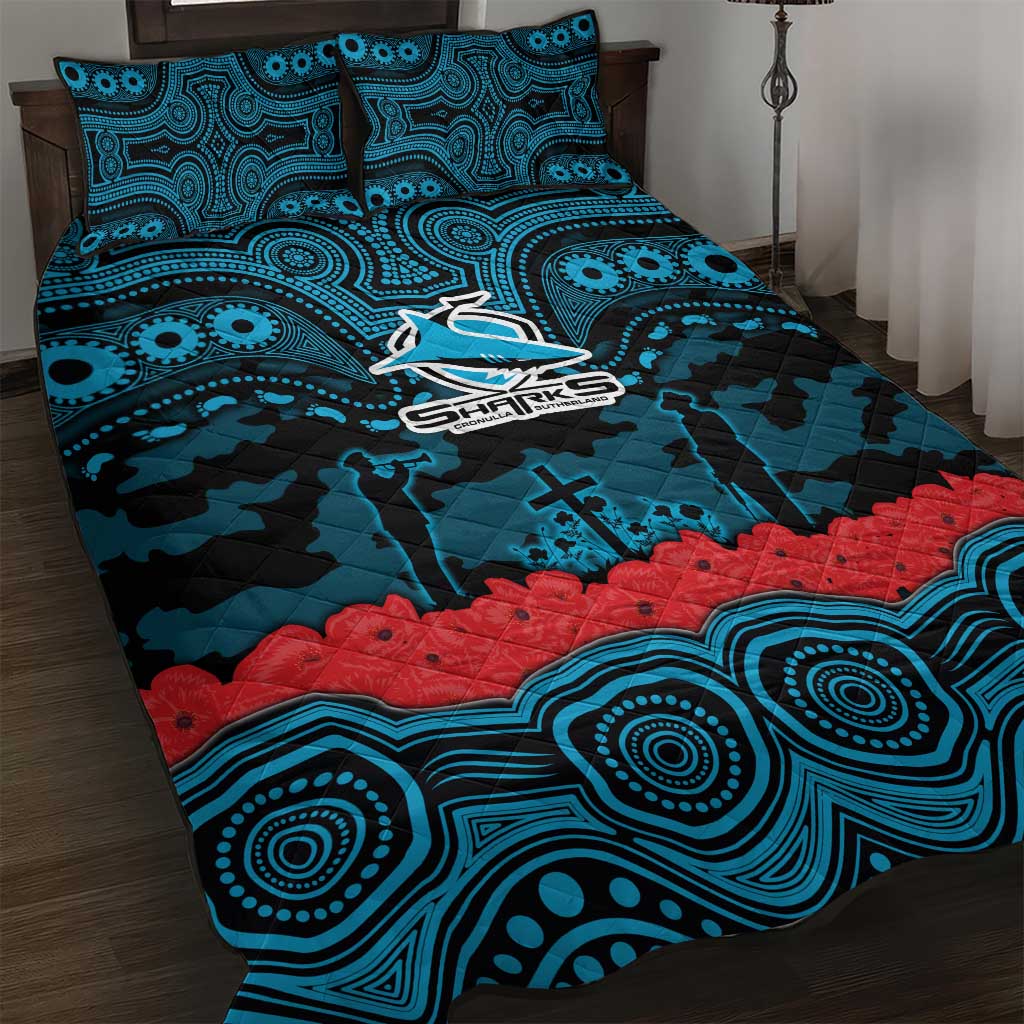 ANZAC Day Cronulla Sutherland Sharks Quilt Bed Set Military Memorial Aboriginal Indigenous Art