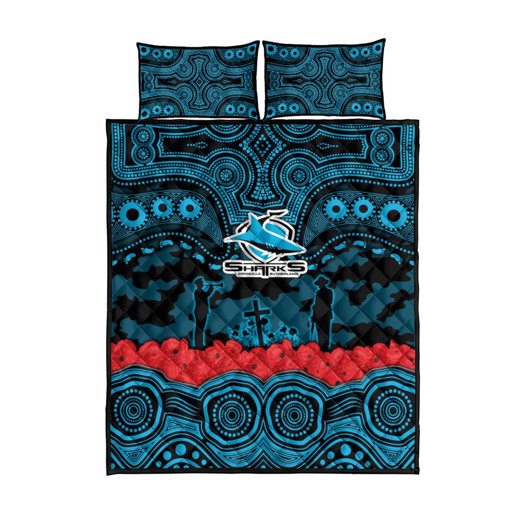 ANZAC Day Cronulla Sutherland Sharks Quilt Bed Set Military Memorial Aboriginal Indigenous Art