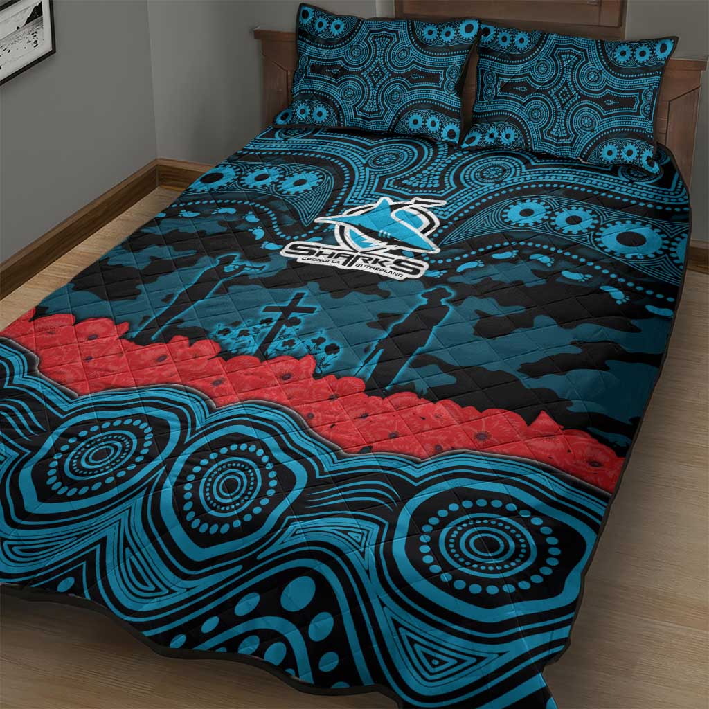 ANZAC Day Cronulla Sutherland Sharks Quilt Bed Set Military Memorial Aboriginal Indigenous Art