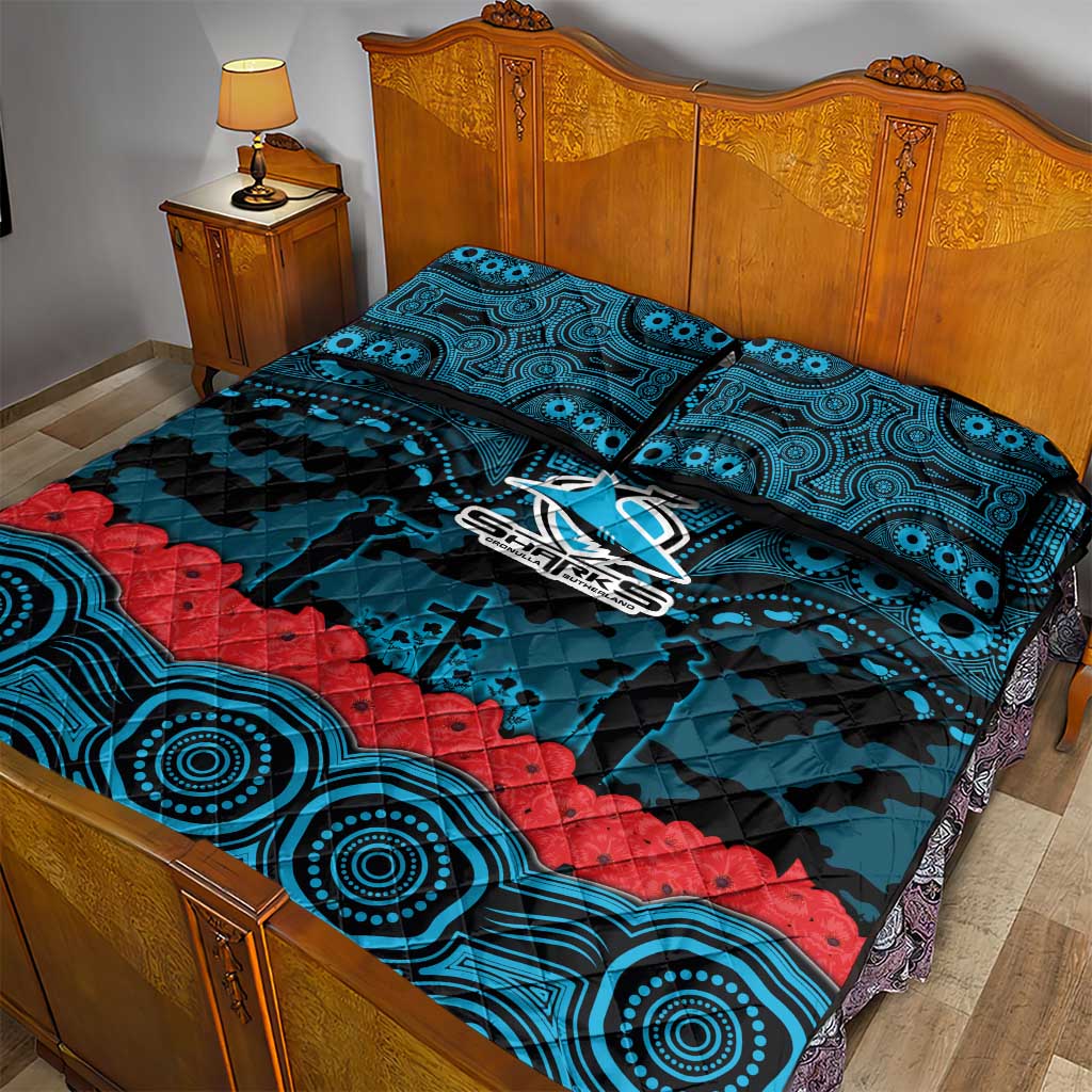 ANZAC Day Cronulla Sutherland Sharks Quilt Bed Set Military Memorial Aboriginal Indigenous Art