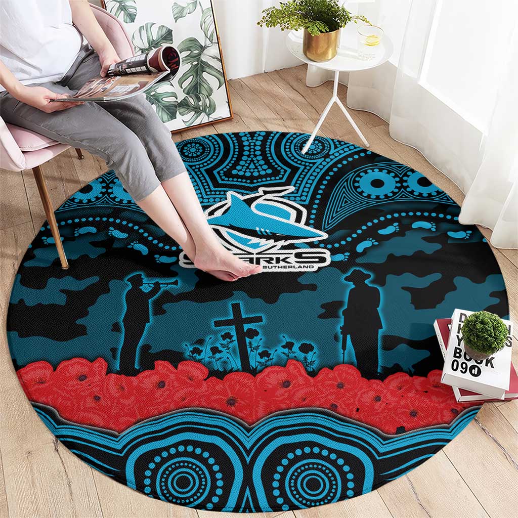 ANZAC Day Cronulla Sutherland Sharks Round Carpet Military Memorial Aboriginal Indigenous Art