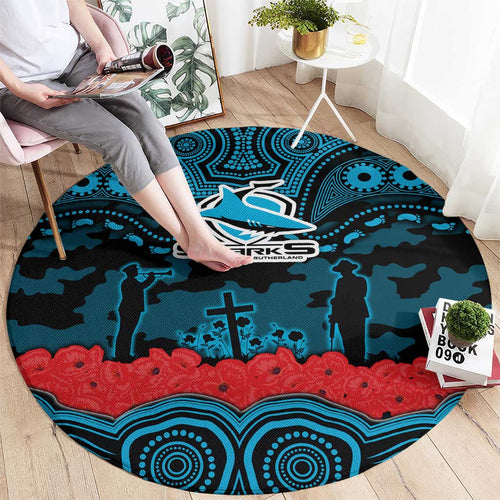 ANZAC Day Cronulla Sutherland Sharks Round Carpet Military Memorial Aboriginal Indigenous Art