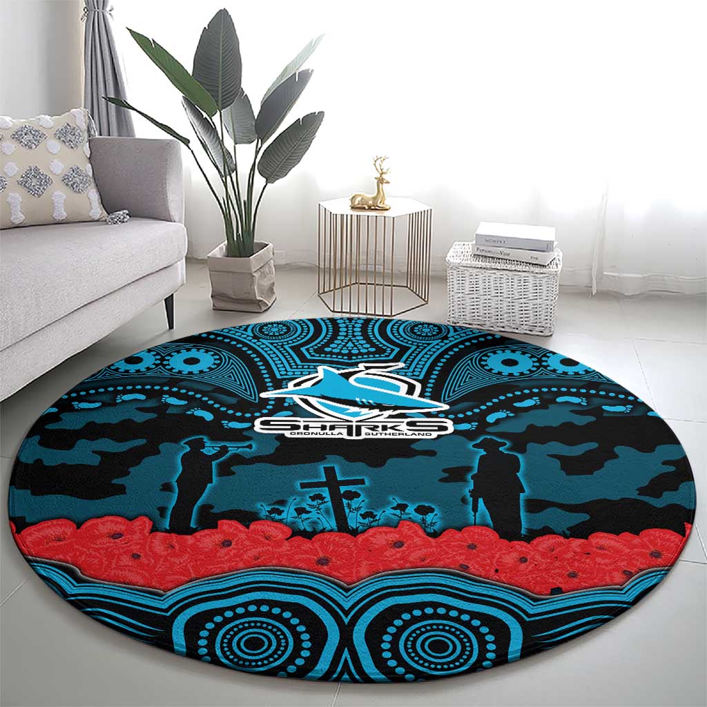 ANZAC Day Cronulla Sutherland Sharks Round Carpet Military Memorial Aboriginal Indigenous Art
