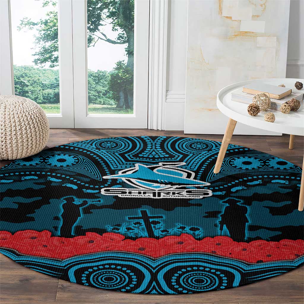 ANZAC Day Cronulla Sutherland Sharks Round Carpet Military Memorial Aboriginal Indigenous Art