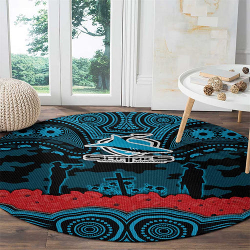 ANZAC Day Cronulla Sutherland Sharks Round Carpet Military Memorial Aboriginal Indigenous Art