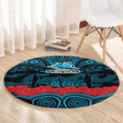 ANZAC Day Cronulla Sutherland Sharks Round Carpet Military Memorial Aboriginal Indigenous Art
