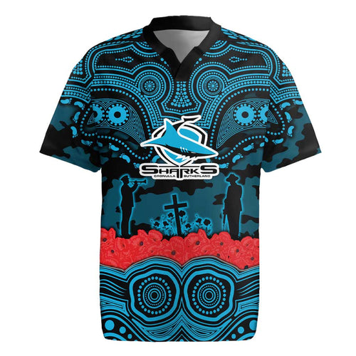 ANZAC Day Cronulla Sutherland Sharks Rugby Jersey Military Memorial Aboriginal Indigenous Art