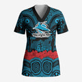 ANZAC Day Cronulla Sutherland Sharks Scrub Top Military Memorial Aboriginal Indigenous Art