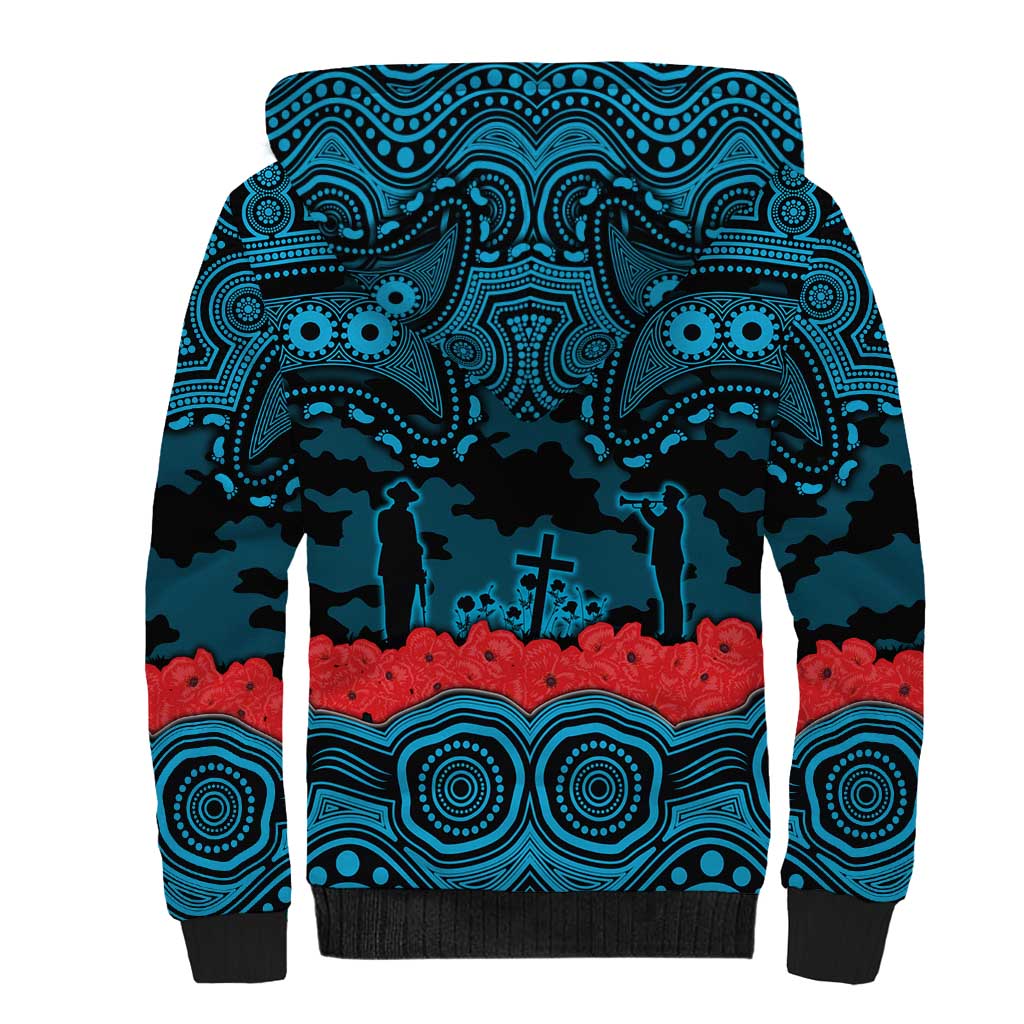 ANZAC Day Cronulla Sutherland Sharks Sherpa Hoodie Military Memorial Aboriginal Indigenous Art