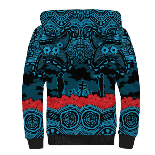 ANZAC Day Cronulla Sutherland Sharks Sherpa Hoodie Military Memorial Aboriginal Indigenous Art