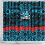 ANZAC Day Cronulla Sutherland Sharks Shower Curtain Military Memorial Aboriginal Indigenous Art